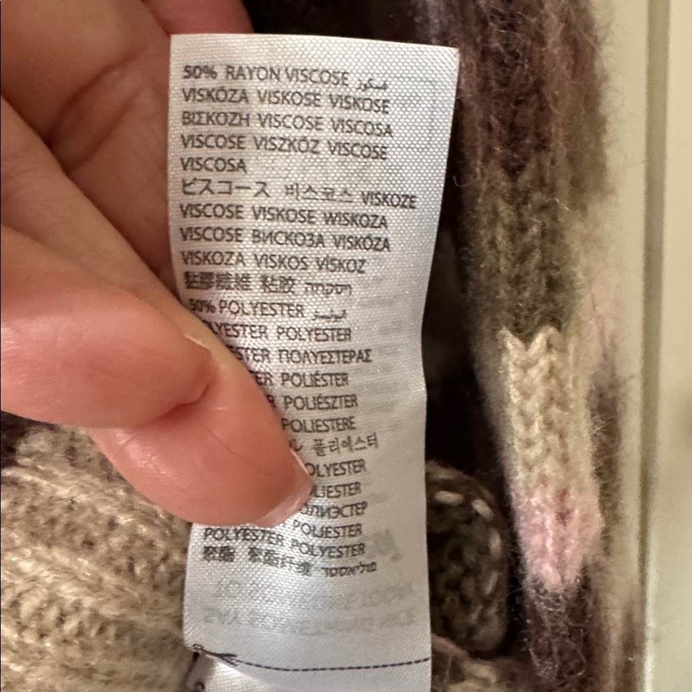 EDIKTED Striped Oversized Cropped Sweater in Pink and Brown/Beige Mix -Size M/L - Picture 10 of 13